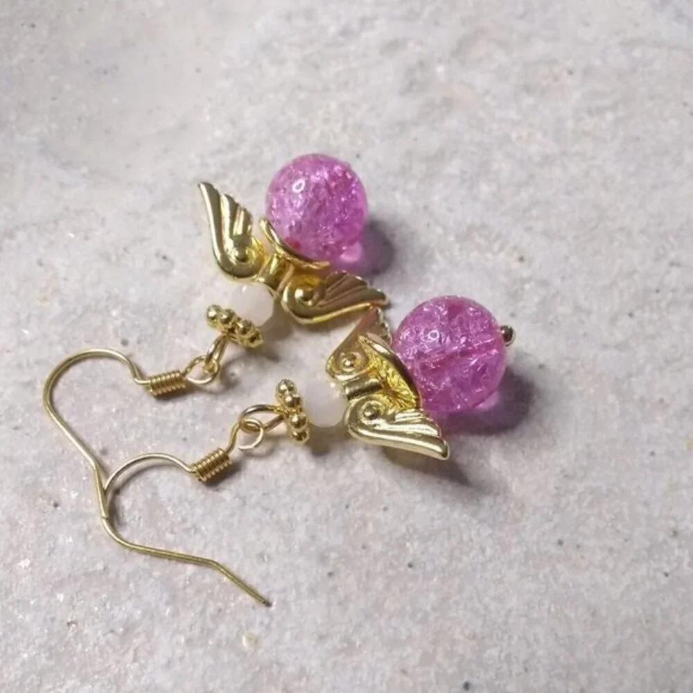 For Adults or Kids! Pink & Gold Angel Earrings!